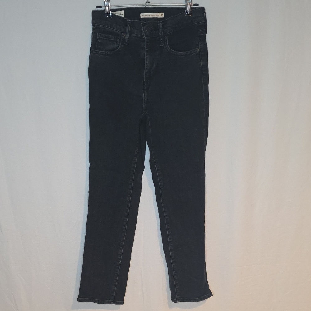 Levi's 724 High Rise Straight Crop Black Jeans